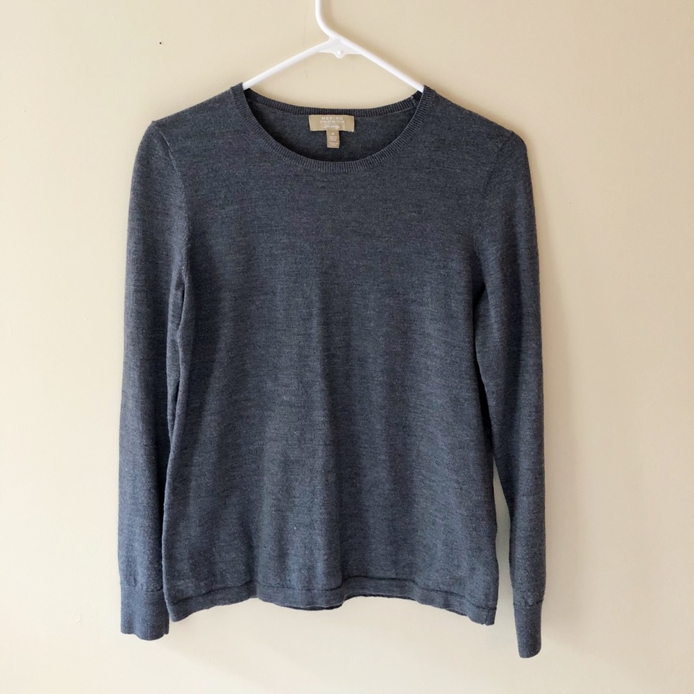 Charter Club Luxury Gray Merino Wool Sweater M